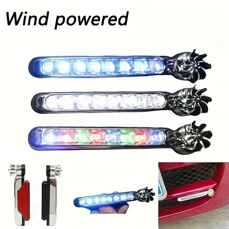 1/2pcs Wind Powered Car LED DayTime Running Light Auxiliary Lighting Rotation Fan Lamp Automobile Day Time Headlight Led Lights