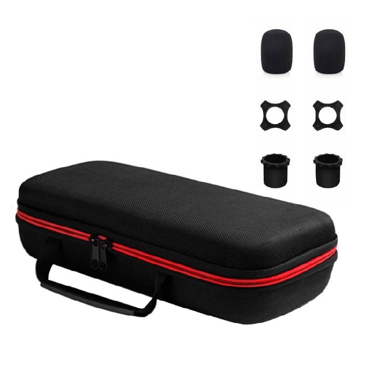 

Professional Microphone Travel Case Bag EVA Organiser Box for Secure Double Wireless Mic Storage with Sponge Cover Set чорний