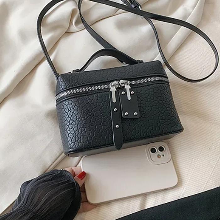 Senior Sense Litchi Leather Mini Square Bag Women's 2025 Summer New Fashion Crossbody Bag Korean Style Portable Popular Shoulder Handbag