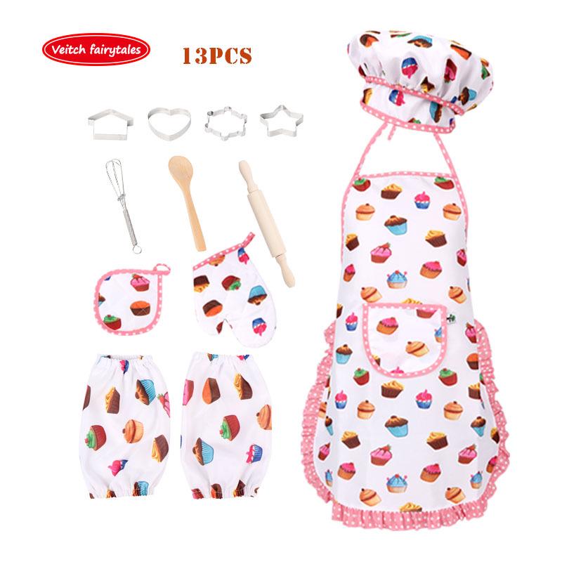 Çocuk Mutfak Oyun Seti: Mutfak Gereçleri, Pişirme Aletleri, Önlük & Şef Şapkası