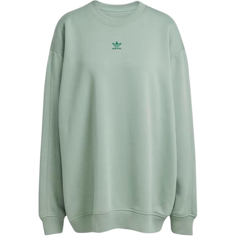 Adidas Originals Logo Print Crew Neck Pullover Drop Shoulder Long Sleeve Sweatshirt Women sweatshirt Green JD1539