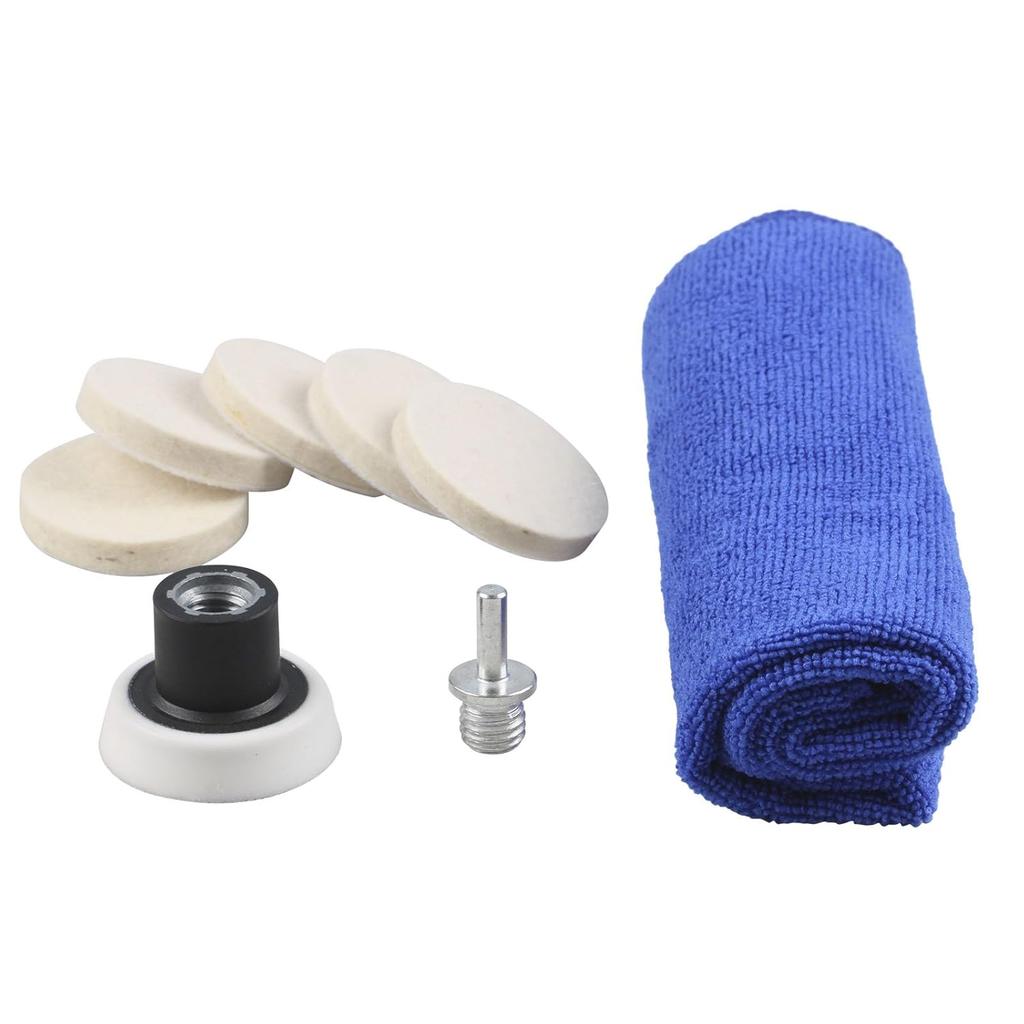 2Inch Car Felt Polishing Buffing Pad, 8Pcs Polishing Sanding Discs, Felt Polishing Wheel With Towel, 3Mm Shank Backing Pad For Rotary Tools To Polish