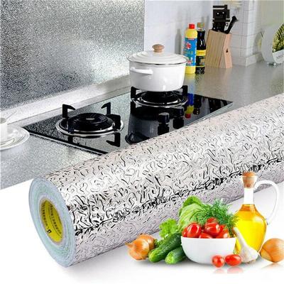3 m/5 m/10 m Adesivi autoadesivi a prova di olio da cucina Anti-fouling Foglio di alluminio ad alta temperatura Stufa a gas Armadio Contatto Carta da parati