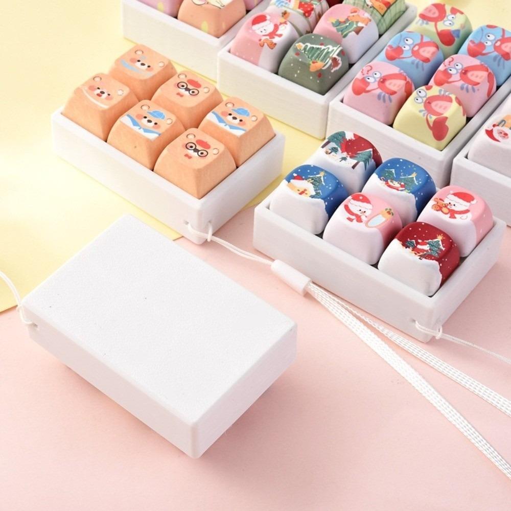 Cartoon Animals Keycap Fidget Keychain Sensory Clicky Button Keyboard Button Clicker Christmas