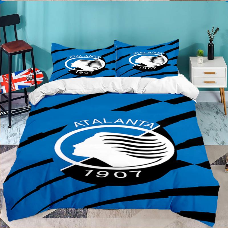 3PCS Football Atalanta Bedding set,Ideal For1pc Duvet Cover And 2pcs Pillowcases Perfect for Christmas gift,Ideal for Bedroom, Dormitory