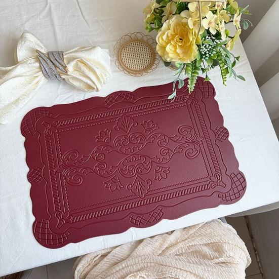 Placemat, Waterproof Heat Resistant Dinner Table Mats, Non-Slip Embossed Decorative Kitchen Placemat for Dining Table