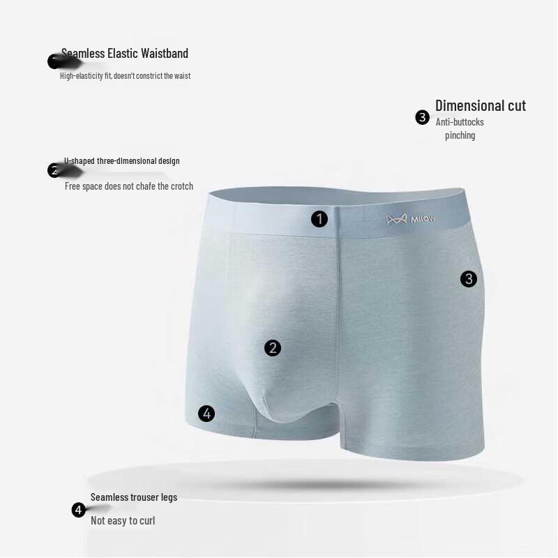 MiiOW 100S Modal Men's Seamless Antibacterial Underwear (3-Pack)