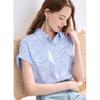 BETU Women's Printed Striped Short-Sleeve Shirt
