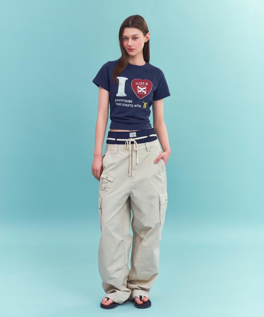 Seteo (W) I Love Slub Short Sleeve T-Shirt Navy