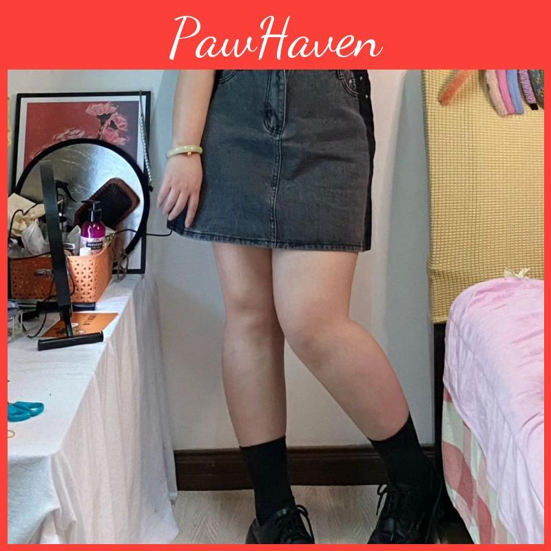 Large Womens Short Size Skirt Retro Do Old Repair Tolerance Denim Half Body Skirt Slim Niche Design A Word Short Skirt