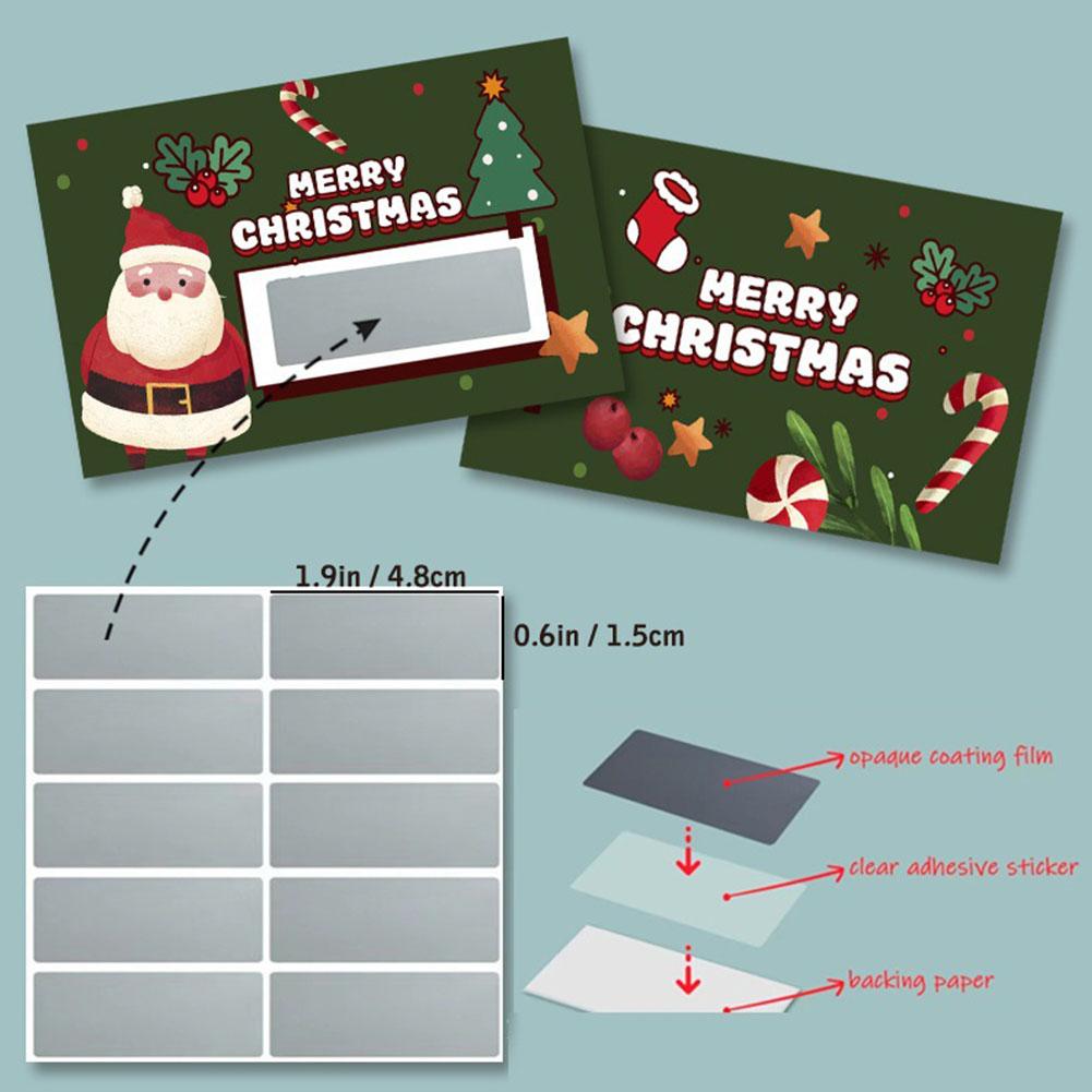 10pcs Christmas Scratch Cards Set DIY Gift Vouchers with Santa Claus & Tree Designs Party Favors DIY Games Supplies Gift Voucher