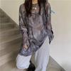 T-shirt Women Tie Dye Long Sleeve Ladies Spring Loose High Street Stylish Thin Leisure Minimalist Harajuku Ins Comfortable Chic