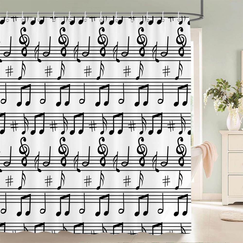 Butterfly Music Style Shower Curtain Fantasy Art Musical Note Waterproof Fabric Bathroom Curtain Room Decor Curtains With Hooks