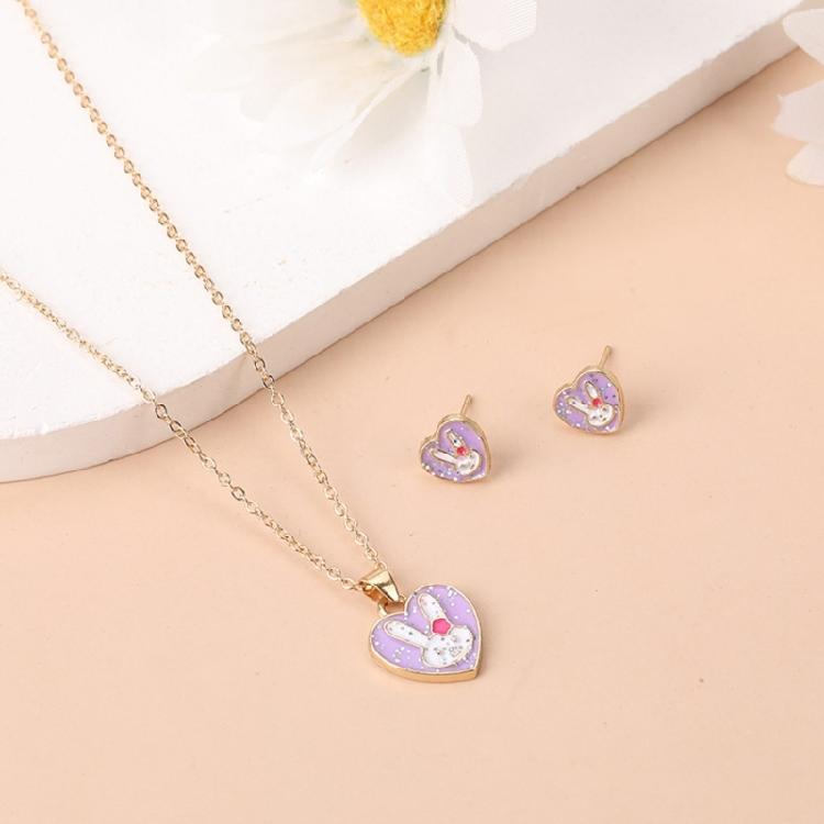 Practical Modern Rabbit Jewelry Set Comprising Necklace and Earrings Portable Accessory for Adding A Touch Of Elegant
