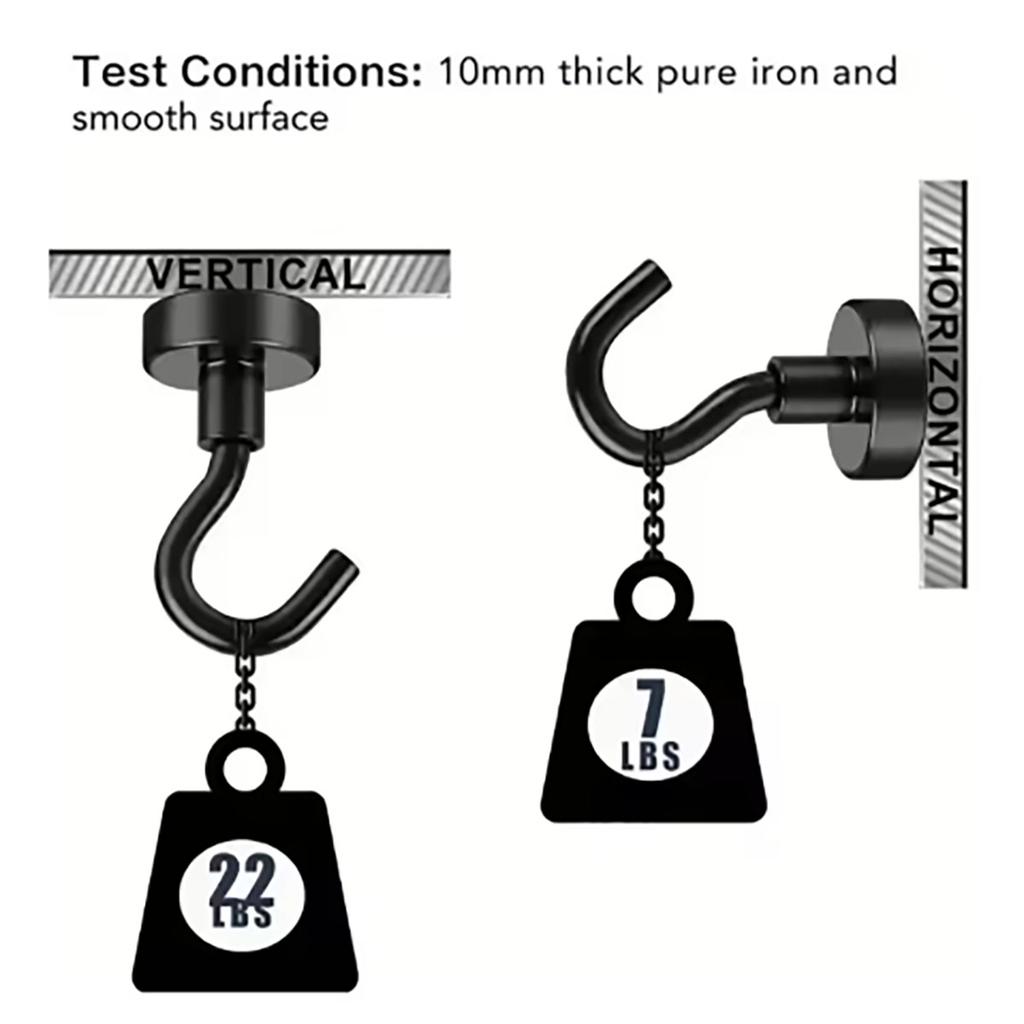 6Pcs Strong Magnetic Hooks Punch-Free Wall Magnet Hook for Keys Coat Hanging Hanger Kitchen Fridge Bathroom Office Organizer