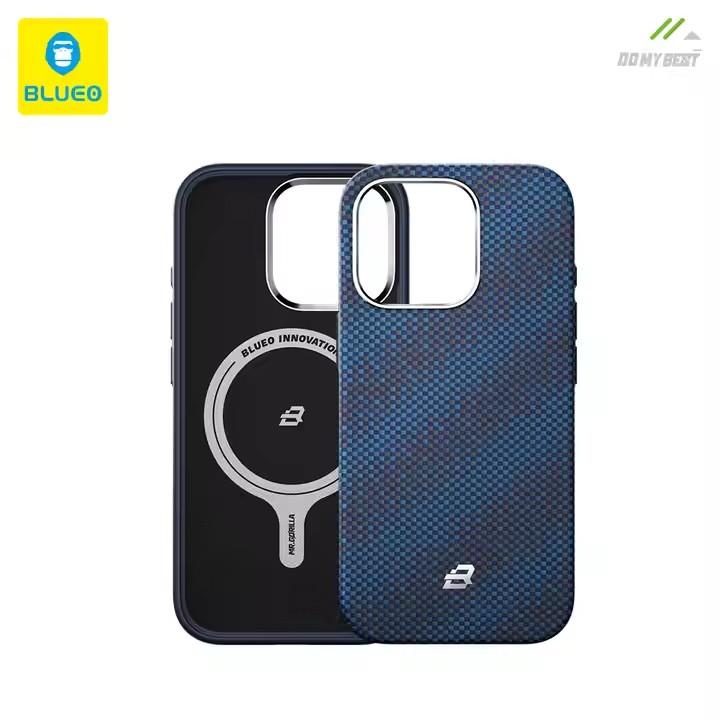 Blueo Kevlar Series  for iPhone 16 Pro Max Case Gilded Tactile Woven Galaxy Aramid Fiber Magnetic Case for iPhone 16 Pro Case Carbon Fiber&iPhone 16 Pro Max синий