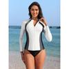 CHARMLEAKS Women Zip UV Rash Vest Long Sleeve Rashguard Shirts