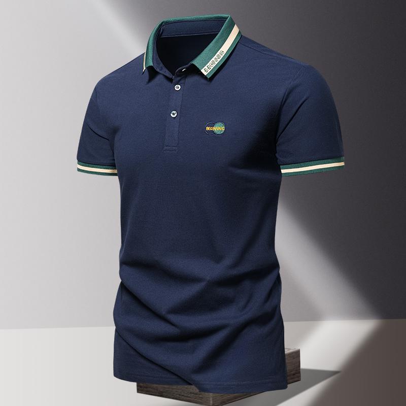 Summer Men's POLO Shirt Fashionable Ice Silk Quick Drying Short Sleeved T-shirt Solid Color Loose Fitting Business Collar Top