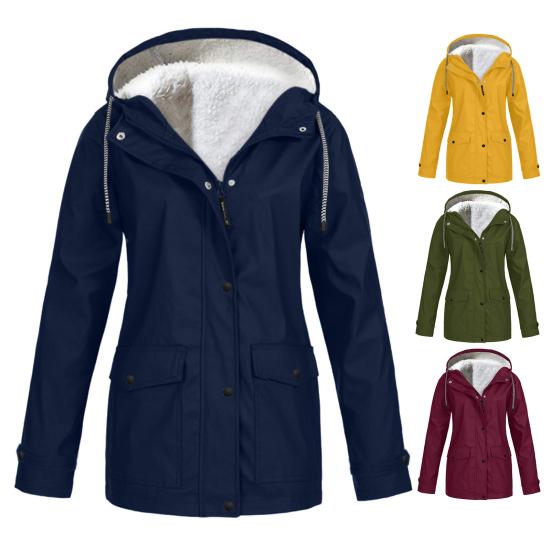 Women's Fleece Zip Up Hoodie Jackct Windproof Cozy Sherpa Lined Hooded Coat for Outdoor Hiking Climbing