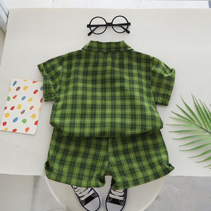 New Summer Baby Clothes Suit Children Boys Plaid Shirt Shorts 2Pcs/Sets Infant Clothing Toddler Casual Costume Kids Tracksuits