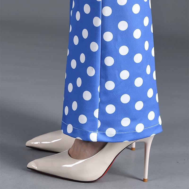 Plus Size Slimming Polka Dot Mid-Waist Flare Pants - Versatile Summer Casuals