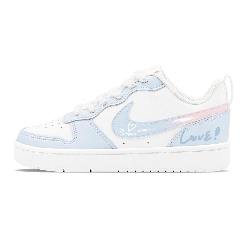 Nike Court Borough Romantic Favor, Dream Blue Heart, Couple's, Fresh Aesthetic, Comfortable Versatile BQ5448-100(Team1655-S-BOX)