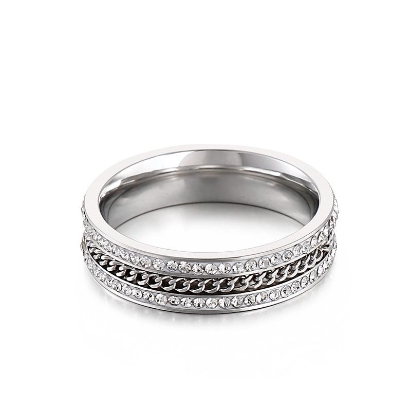 Kalen Women's Titanium Steel Diamond Rings - Single/Double Row, Simple Inlaid Design