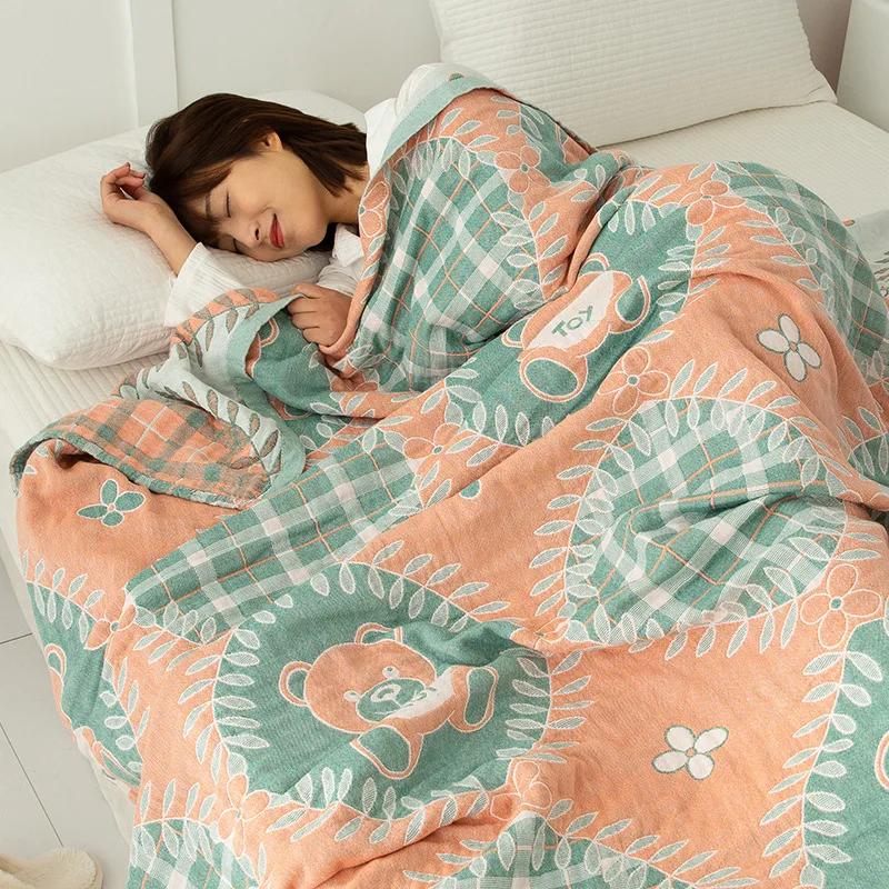 Nouă pătură dublă din bumbac pentru paturi din tifon canapea cearșaf de prosop o singură pătură răcoroasă pătură moale, respirabilă, confortabilă.