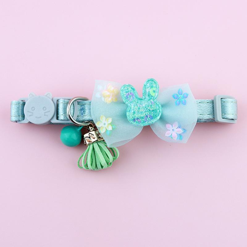 

Breakaway Cat Collar with Bow Tie and Bells, Adjustbale Kitten Collar, Safety Basic Collar with Cute Patterns for Girl Boy Kitty зелений