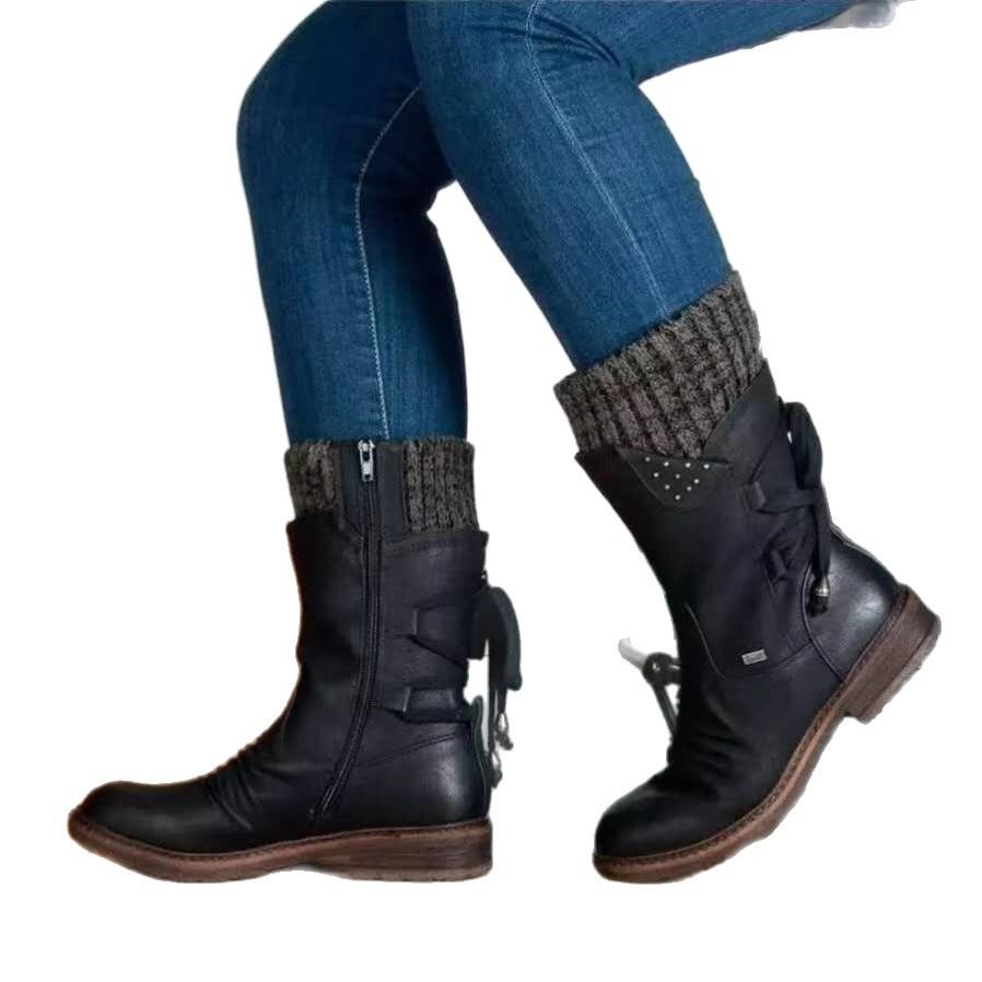 Autumn and winter plus size fashion independent stand after cowboy Roman boots for women