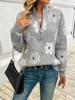 Floral Pattern Half-zip Sweater - European and American Style with Dropped Shoulders