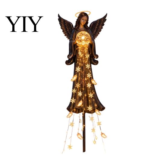 Starlight Tassel Garden Stakes Solar Angel Remembrance Light, LED Blessing Statue with Warm Cascading Outdoor Waterproof Decorative Memorial Decor for