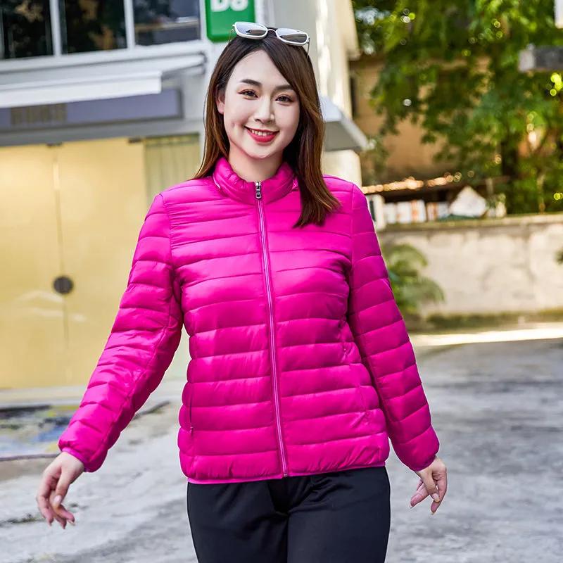Women's Winter Plus Size Padded Jacket Simple Stand Collar Short-Length Thermal Jacket
