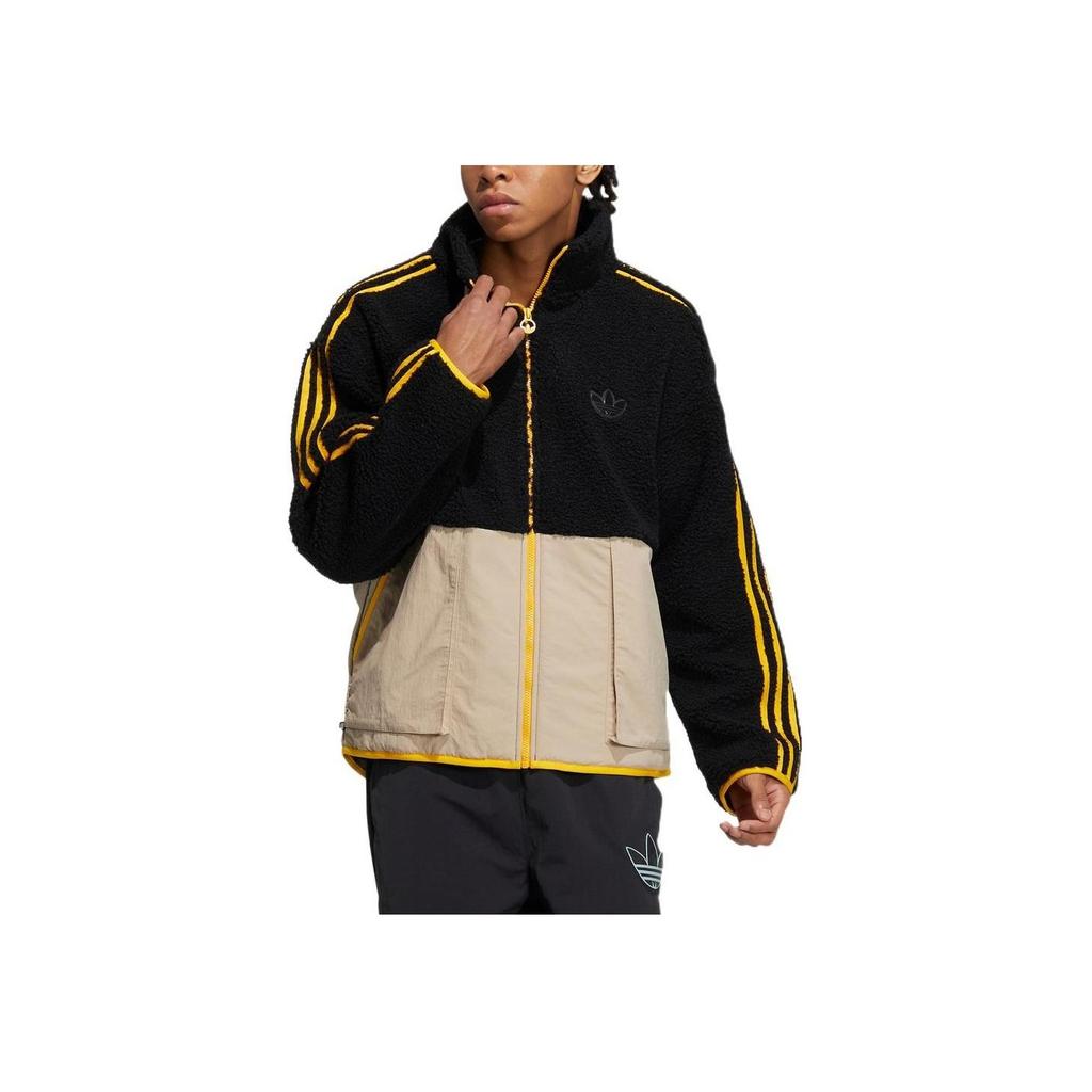Adidas Originals Trefoil FW22 Embroidered Logo Stand-Collar Fleece Jacket Unisex Jacket Black HY1376