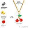 Fashion Cherry Pendant Necklace for Women Stainless Steel 18K Gold Plated Grinding Chain Necklaces Simple Charm Jewelry Gift
