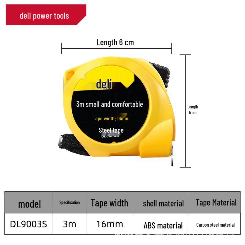 Deli DL9003S Portable Mini Steel Tape Measure, Multi-Size: 3m, 5m, 7.5m - Ideal for Drafting and Measuring.