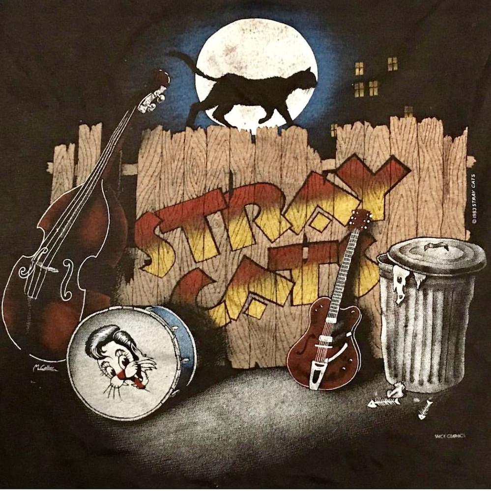 Vintage Koszulka Koncertowa Zespołu STRAY CATS Pełny Rozmiar PN143 Koszulka Unisex
