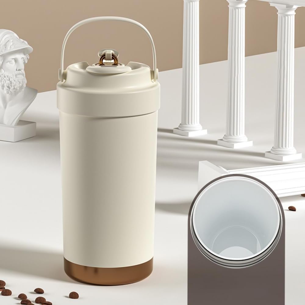 500ml Ceramic Tumbler with Vacuum Keeps Hot or Portable Coffee Water Extendable Lid Included Straw, Insulated, Double-Layered Design, Cold, Cup,