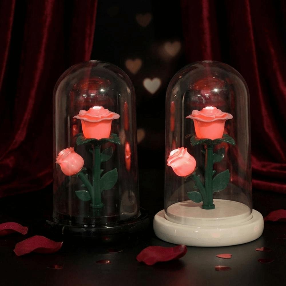 Romantic Eternal Rose Lamp Luminous with Lampshade LED Flower Light Simple Creative Rose Flower Night Light Mothers Day