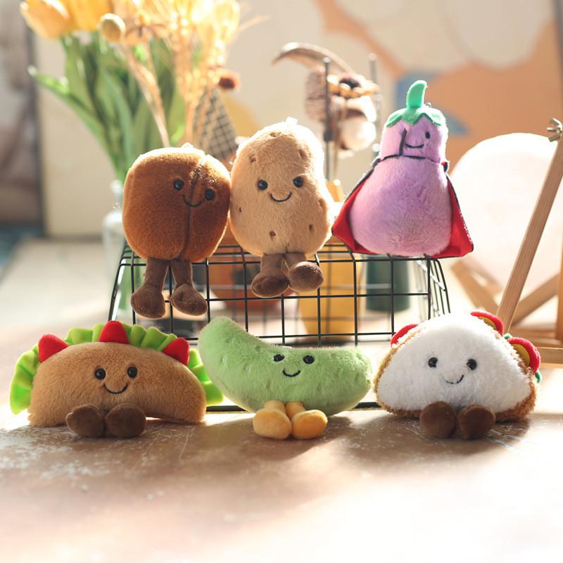 Adorable Cute Sandwich Plush Toy Keychain Hamburger Eggplant Doll Accessory