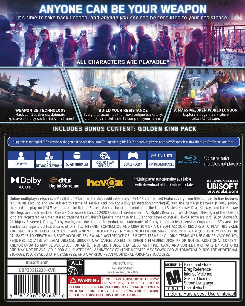 Watch Dogs Legion American PS4 (North Import) -