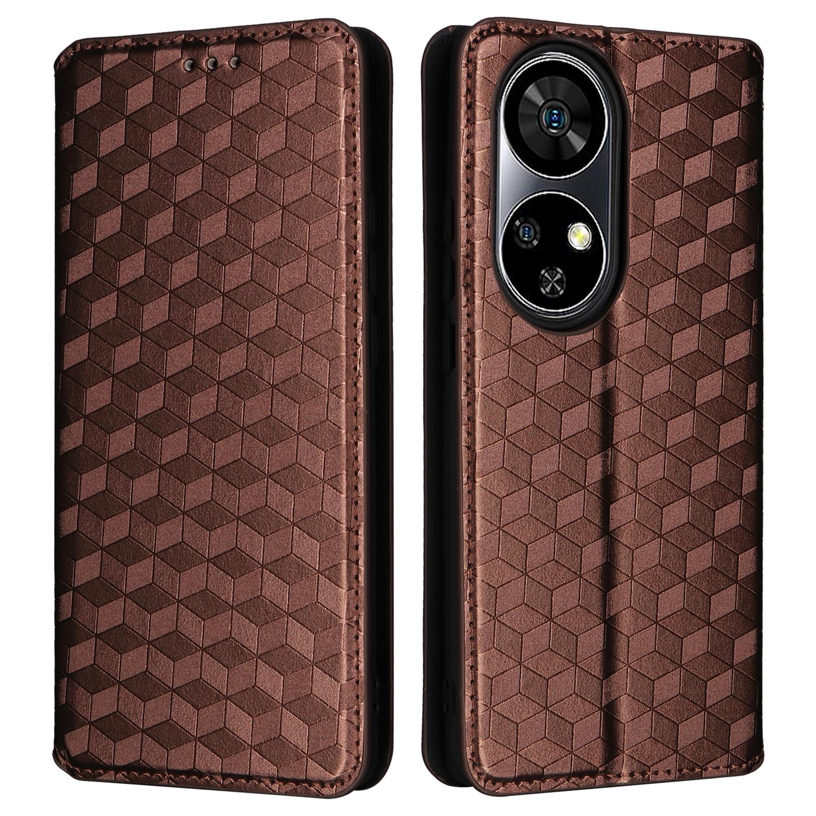 

Для Ulefone Note 17 Pro Чохол PU шкіряний чохол для телефону Ромбовий візерунок Функція підставки Brown