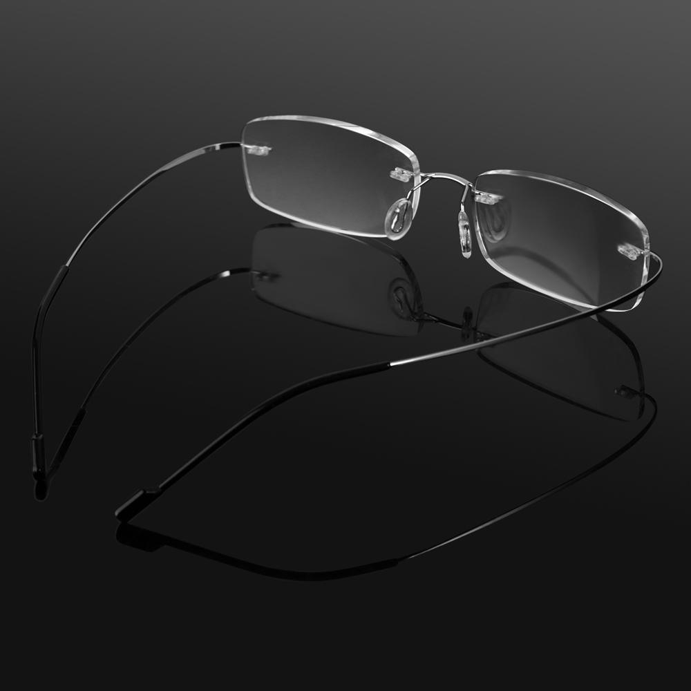 Memory Titanium Rimless Reading Glasses Fashion Blue Anti-Light Glasses Men Square Farsight Glasses For Women +1.0+3.5