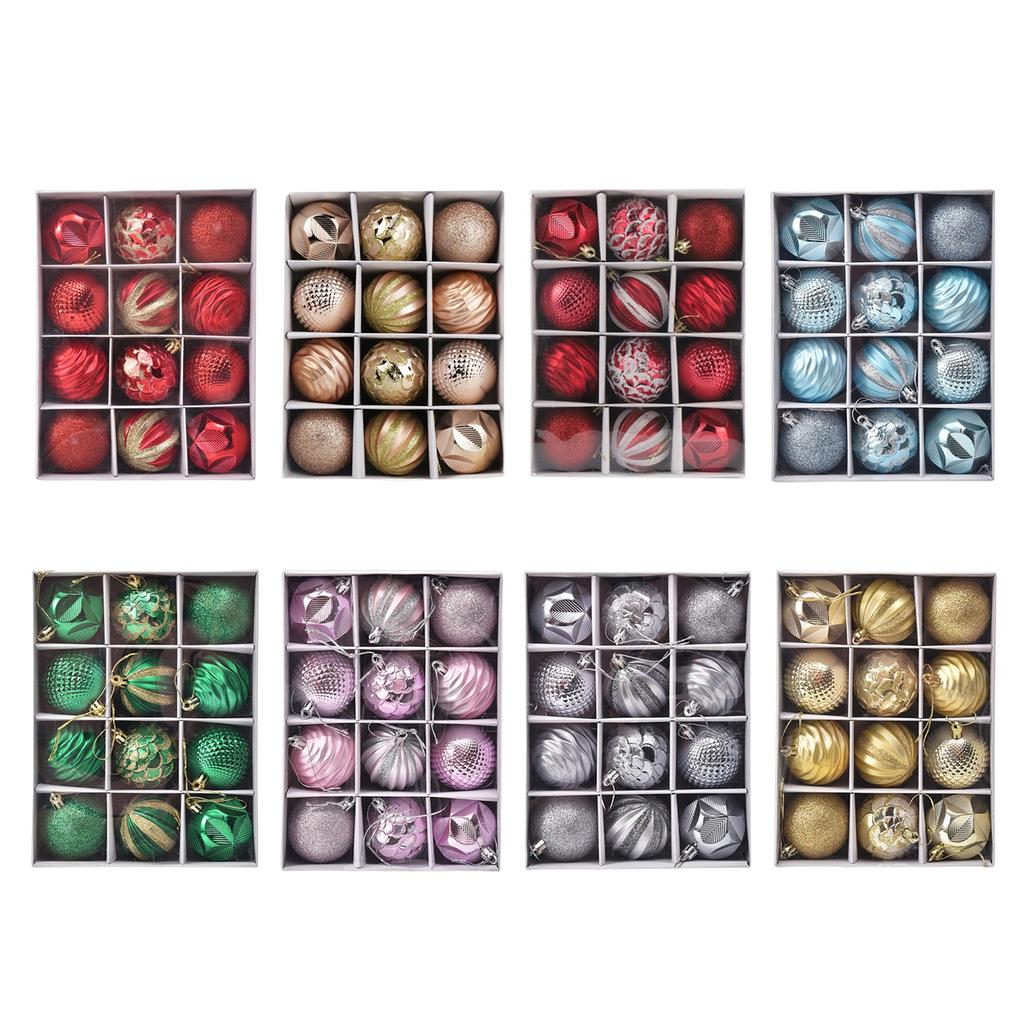 12 Stück Weihnachtskugel-Ornamente 2,36 Zoll Bruchsicherer Kunststoff Weihnachtsbaumschmuck Anhänger Dekorative Weihnachtsbaumkugeln Für Baum Feiertag