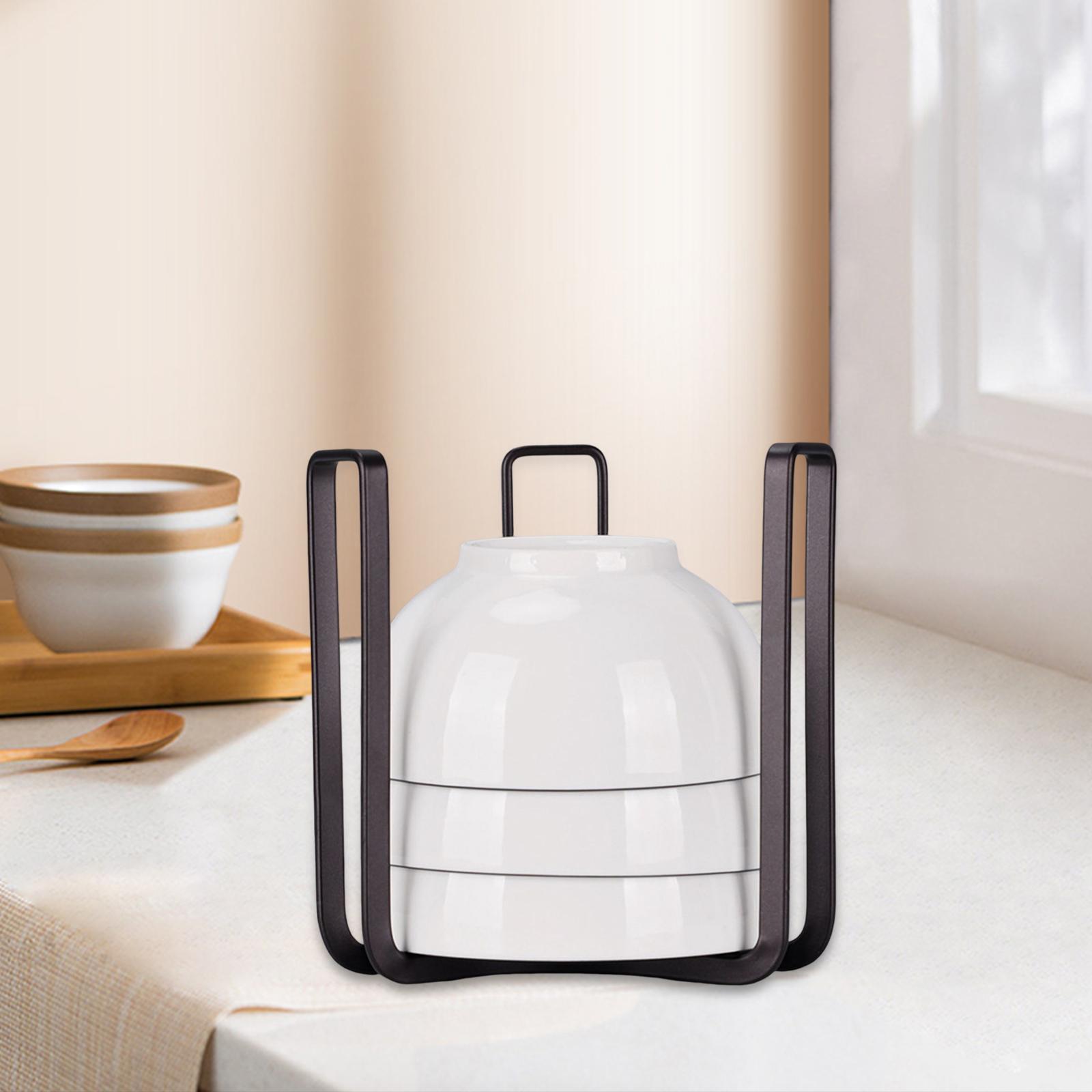 

Metal Dinnerware Bowls Holder Space Saving Drain Rack for Kitchen Cabinet чёрный