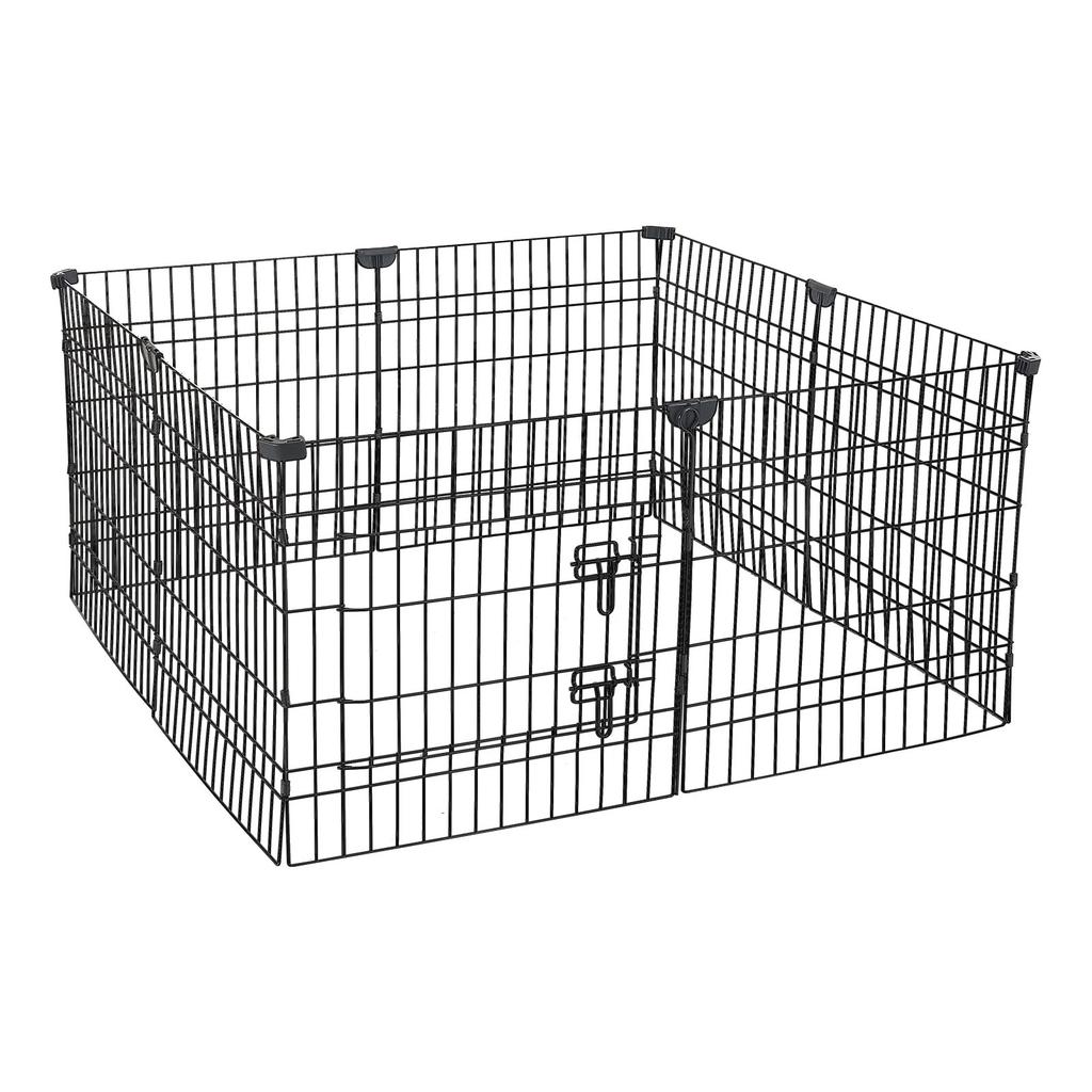 VEVOR Dog Playpen 61 Cm 8 Panels Exercise Pen with Top Cover & Bottom Pad, Indoor Foldable Metal Pet Fence with Door