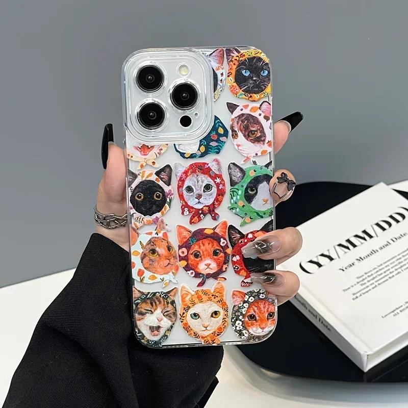 Lovable Retro Kitten Sense Of Fun Phone Case For iPhone 16 E 15 14 13 12 11 Pro Max XR XS MAX 7 8PLUS MINI INS Transparent Cover iPhone 15 Pro Max