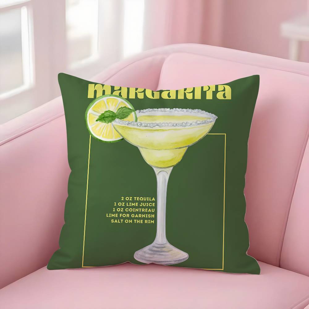 Margarita Cocktail Kunst Kissenbezug Weicher Plüschstoff Beidseitiger Druck Dekorative Wohnzimmer Heimdekoration Geschenk Kissenhülle