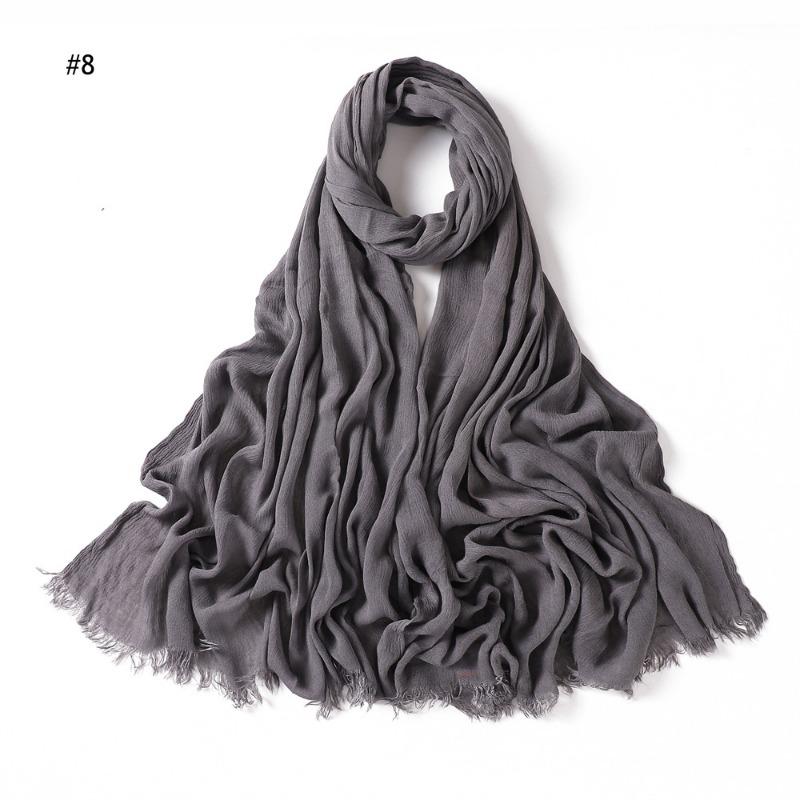 % Rayon Pleated Solid Color Human Cotton Two-end Beard Bag Headscarf Female, New Breathable Soft Scarf