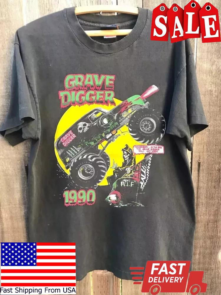 

Grave Digger 1990 Vtg Retro Racing Charcoal Unisex T shirt Men Women S-5XL Unisex T-Shirt XXXL